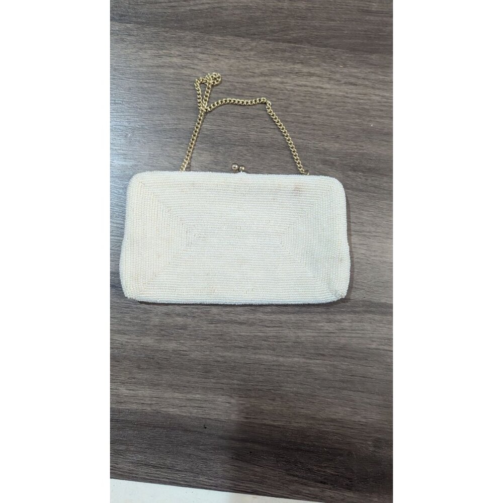 Vintage‎ Walborg Beaded cream Evening Bag Purse Made In Japan Gold Chain strap - Picture 5 of 8